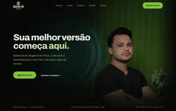 Tela do projeto no computador: Brooklyn Barbearia