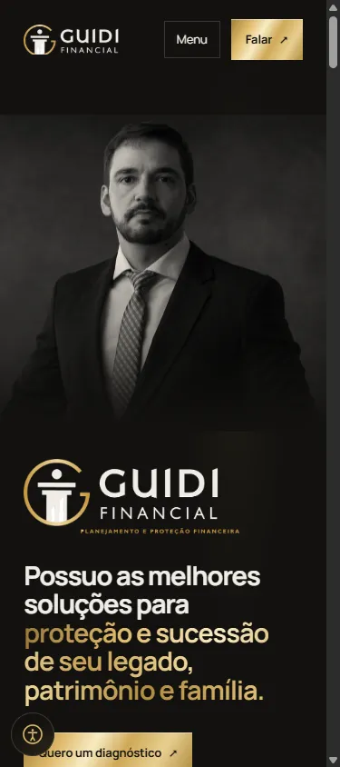Tela do projeto no celular: Guidi Financial