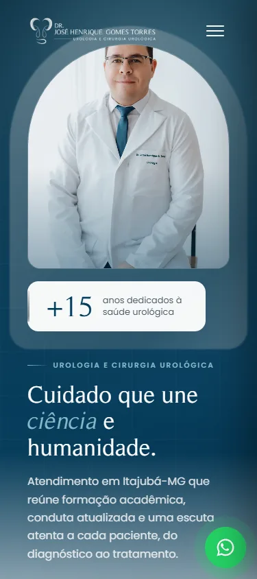 Tela do projeto no celular: Dr. José Henrique Torres