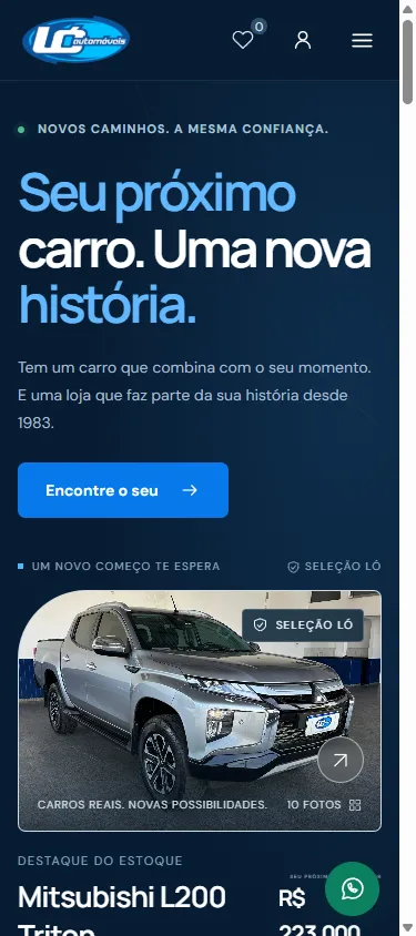 Tela do projeto no celular: Ló Automóveis